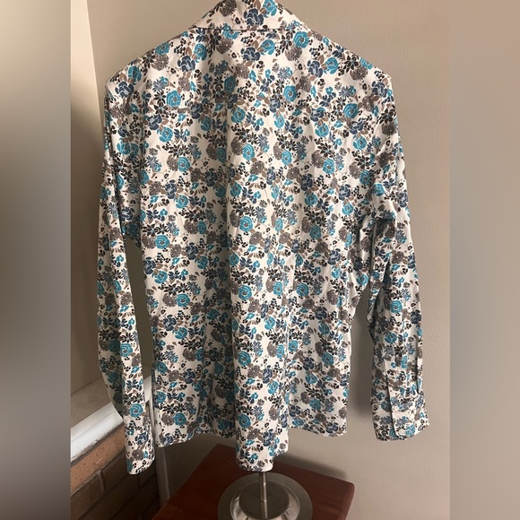 Eddie Bauer Blue and Brown Floral Shirt - Picture 2 of 3